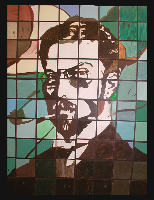 April 2012 mosaic of bearded person.