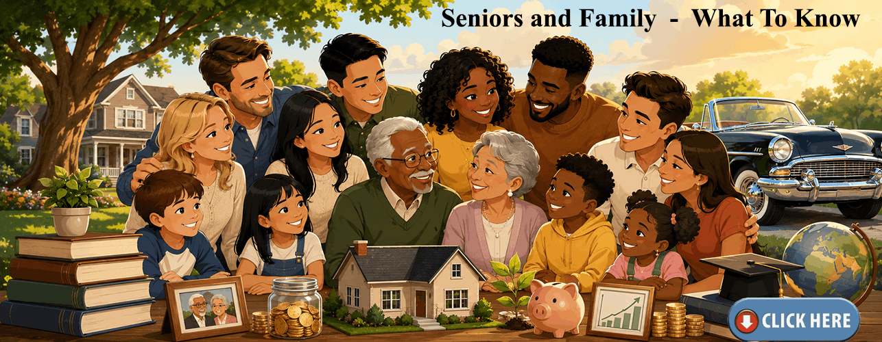 Seniors and Family - What To Know - image of large family gathered outside in a yard